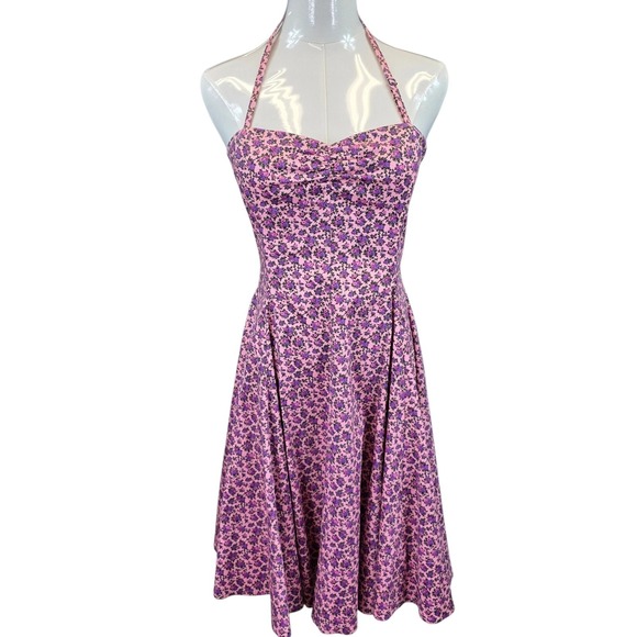 Betsey Johnson Dresses & Skirts - Betsey Johnson Dress Lace-up Corset Punk Glam Flirty 80s Ditsy Floral 2 B37